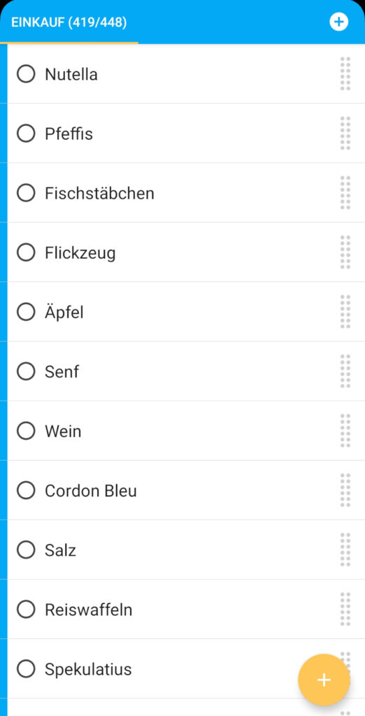 digitale Einkaufsliste